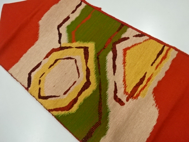 リサイクル　抽象模様織出し名古屋帯